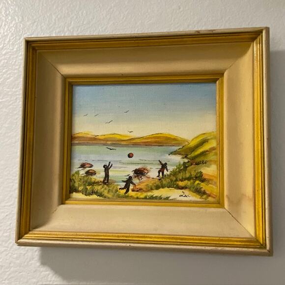 Children With Ball Oil Painting Original Artist Qai 1974-1976 M. Field's Chicago - Picture 15 of 15